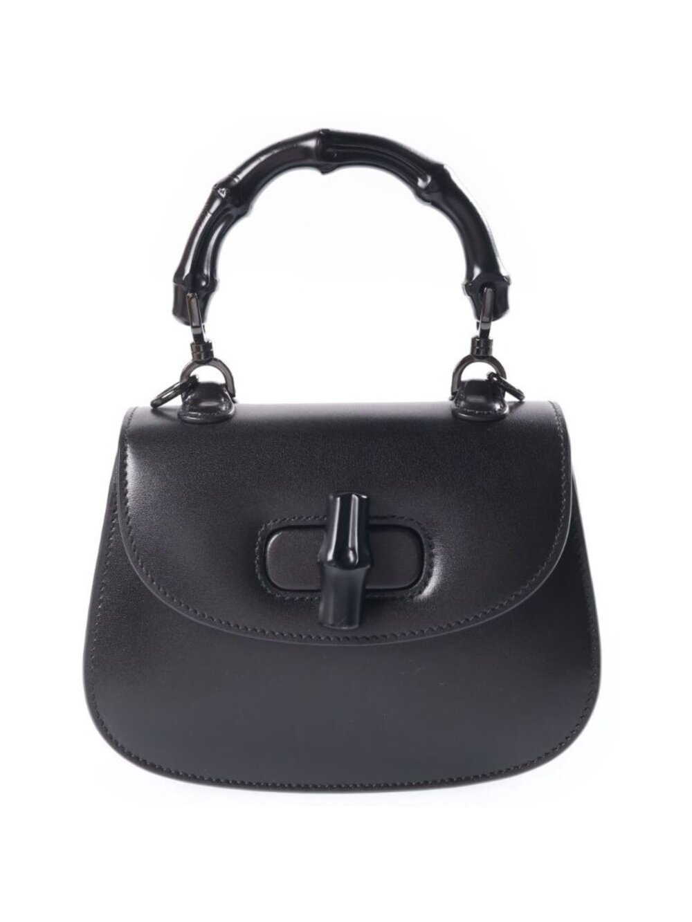 Gucci Bamboo Mini Shoulder Bag So Black Leather